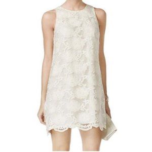CeCe Scallop Trim Lace Sleeveless Shift Dress